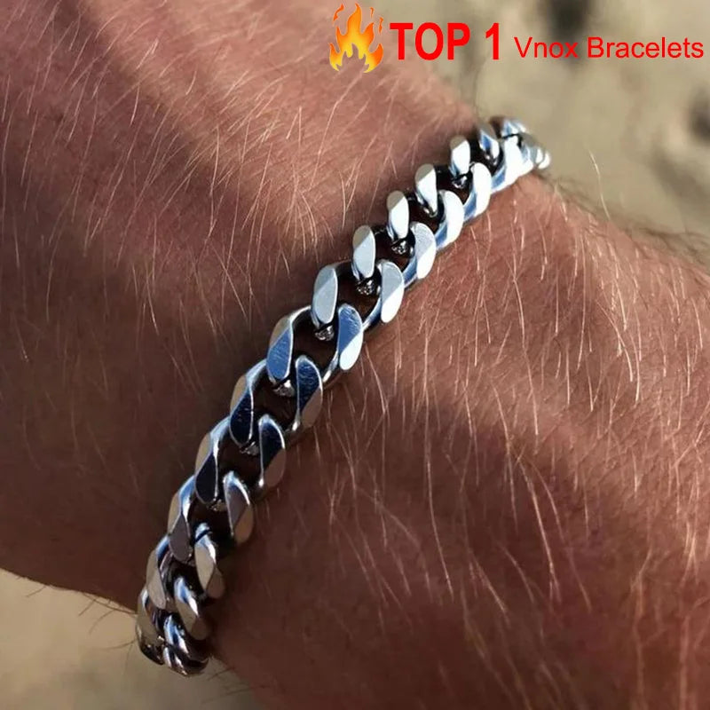 Vnox 3-11mm Chunky Miami Curb Chain Bracelet para homens, pulseira de aço inoxidável cubana com corrente de elos, pulseira clássica punk pesada, joias masculinas